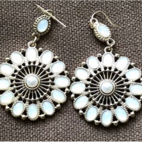 Lord & Taylor White Opalescent Circular Boho Earrings - Picture 3 of 7